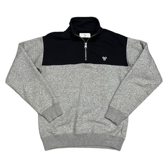 TNA Aritzia Designer Grey Black Quarter Zip Sweatshirt Sweater Womens 2XS - Picture 1 of 4